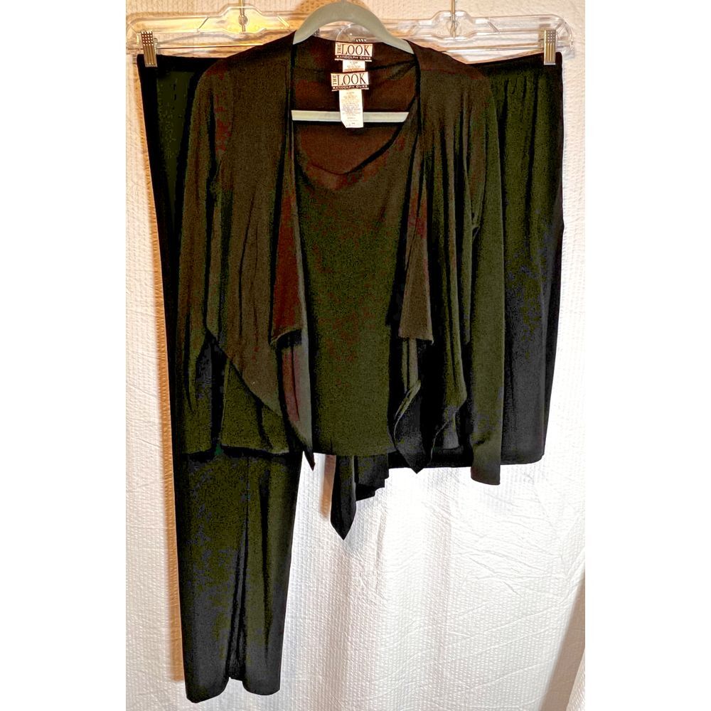 THE LOOK‎ RANDOLPH DUKE Women 4pcs Set Small Open Crop Ruffle Jacket Y2K Black